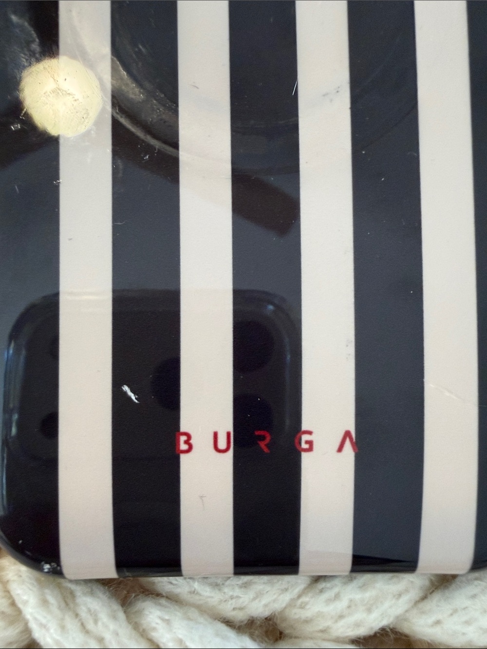 BURGA Black & Cream Stripe Phone Case with Ring Grip iPhone 16 Pro Max - Picture 3 of 6